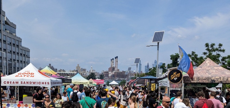 Image of many tents and people at Smorgasburg Williamsburg