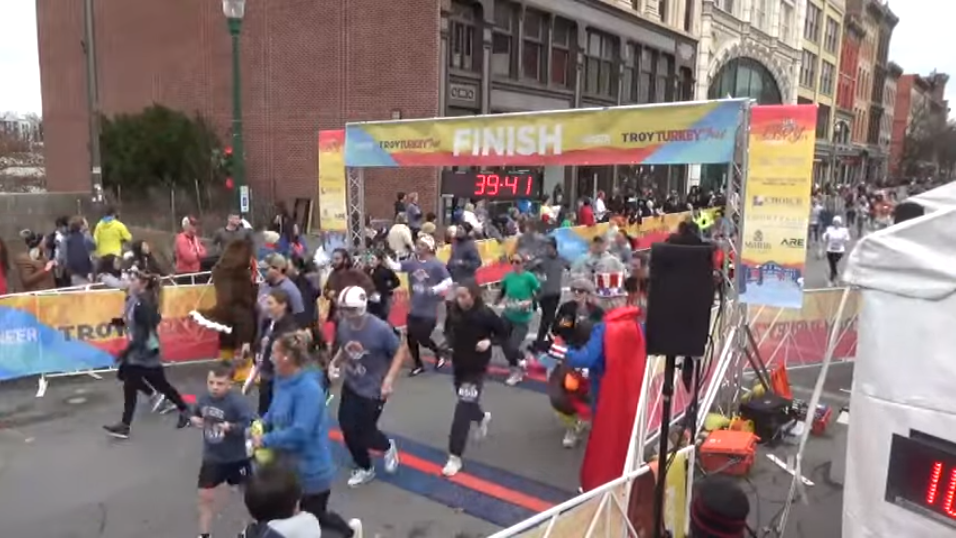 Screenshot of me passing the finish line with many others