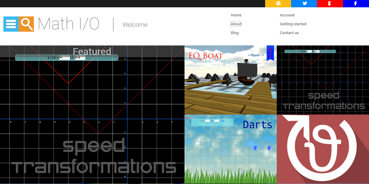 Screenshot of the Math I/O Website